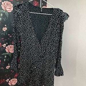 Zara Black and White Long Sleeve Dress